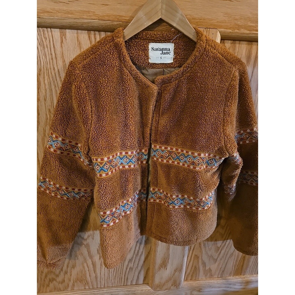 Savanna Jane Aztec Fleece Rust Jacket Size Small Cowgirl Rust Western Print